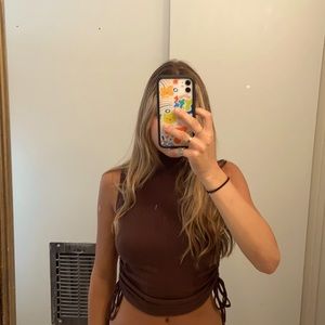 Zara brown Croft turtleneck with ties on side